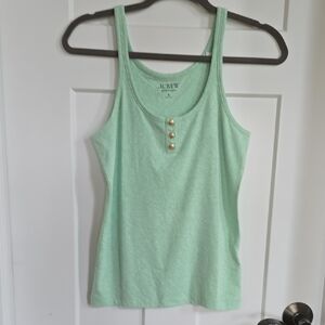J. Crew Mint Tank Top with Gold Accents